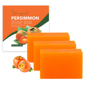 yoniagood front packaging showing three persimmon soap bars and benefits