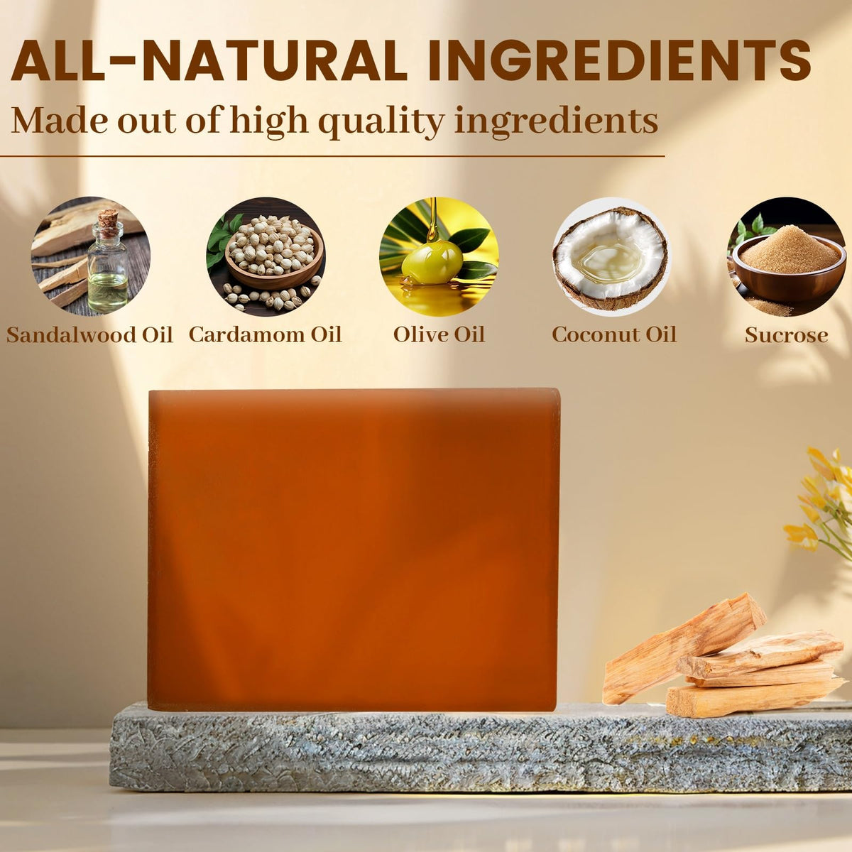 yoniagood close-up of soap texture revealing gentle exfoliating sandalwood particles
