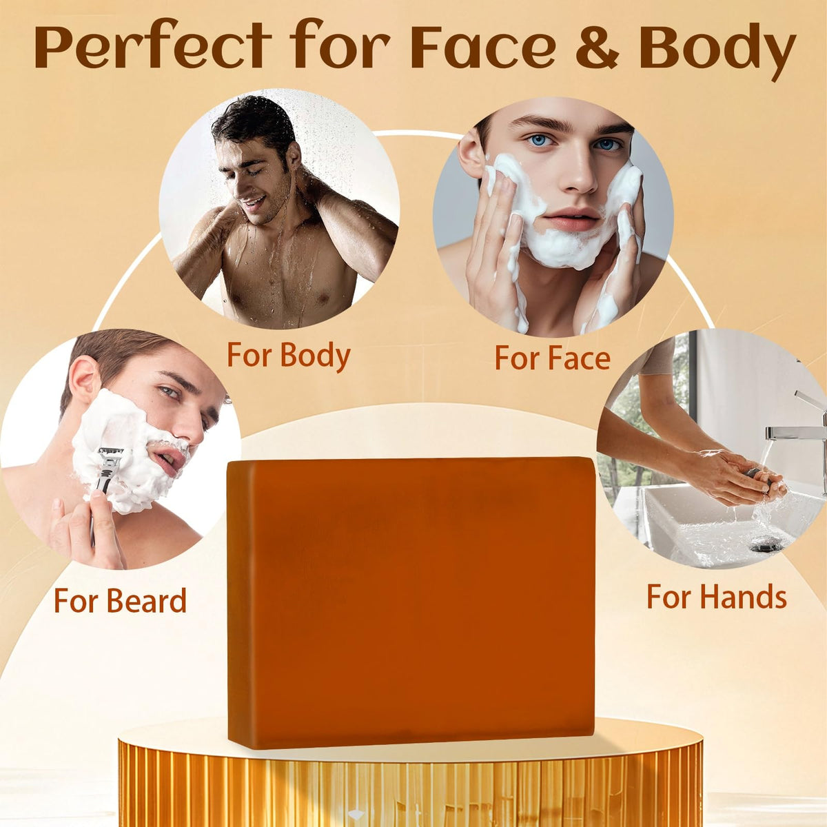 yoniagood soap on shower shelf showing suitability for daily body use