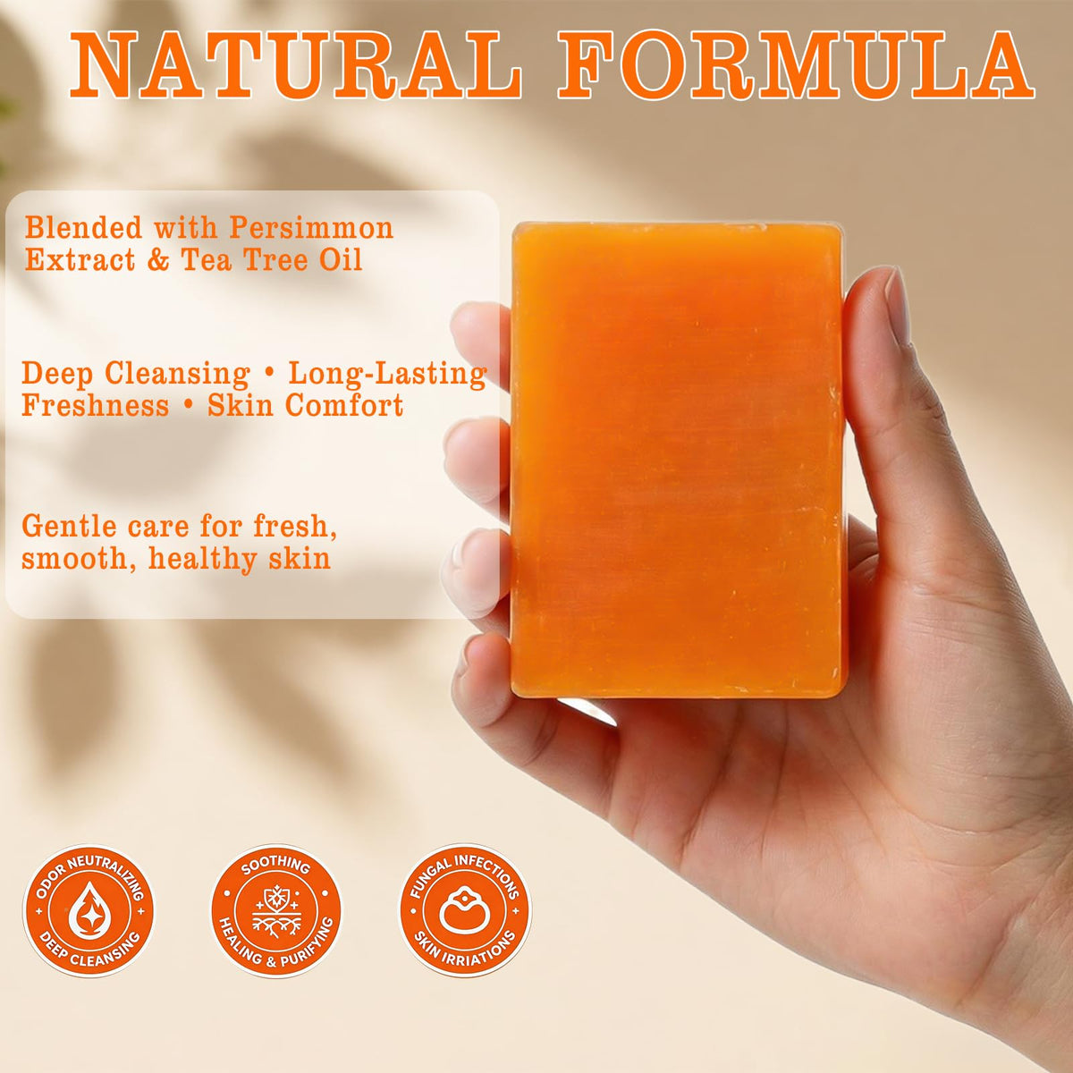 yoniagood soap beside ruler showing bar size for travel and convenience