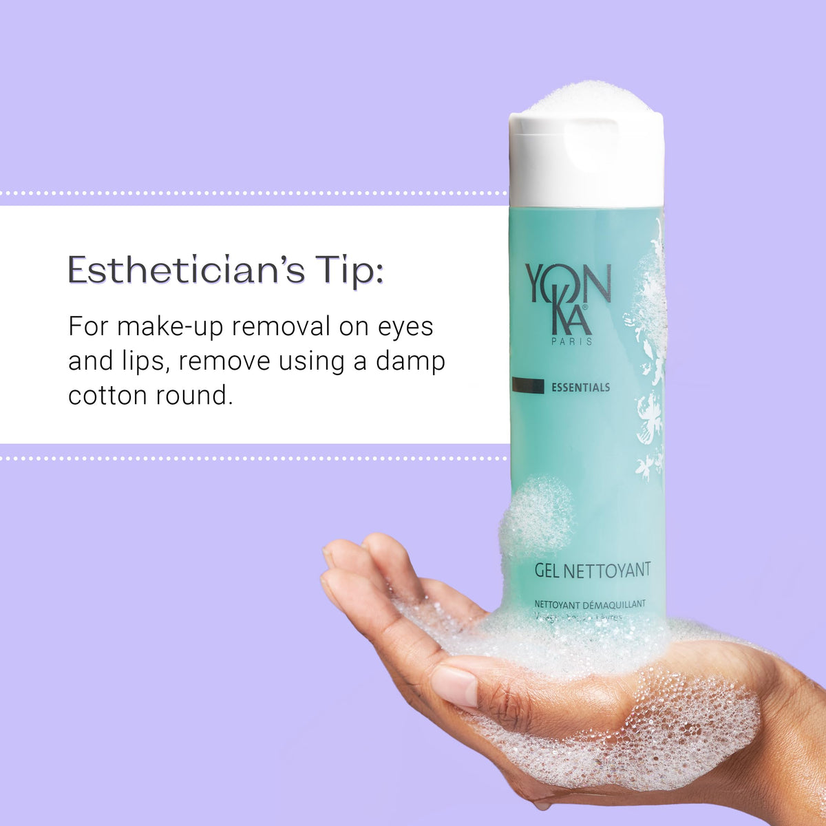 Yonka gel cleanser styled in bathroom scene showing daily routine and spa-like benefit