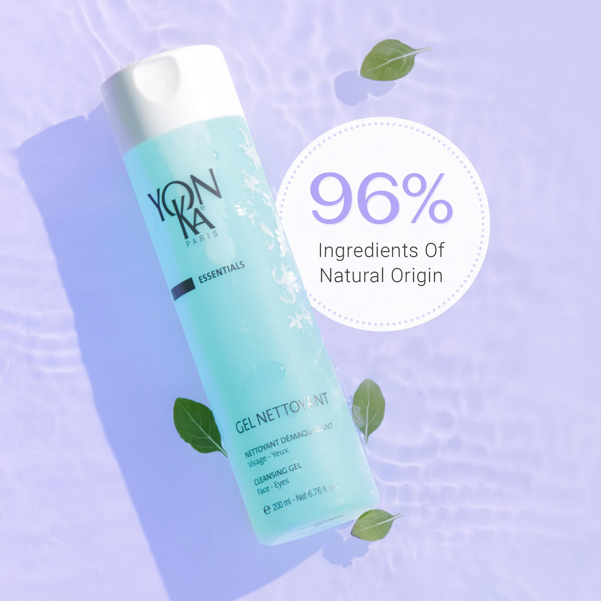 Yonka gel cleanser pictured with Lotion Yon-Ka demonstrating layered skincare benefit