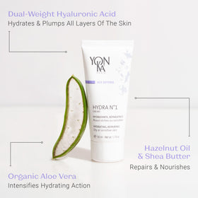 Yonka Hydra No.1 cream on hand application showing immediate soothing comfort