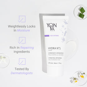 Yonka Hydra No.1 cream texture close-up highlighting rich hydrating finish