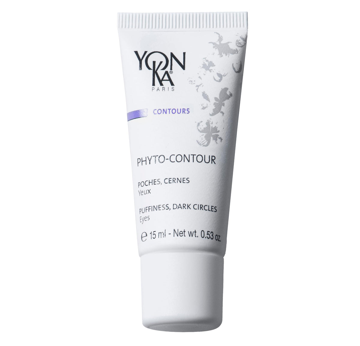 Yonka Phyto-Contour front jar showing compact travel-sized packaging and calming finish