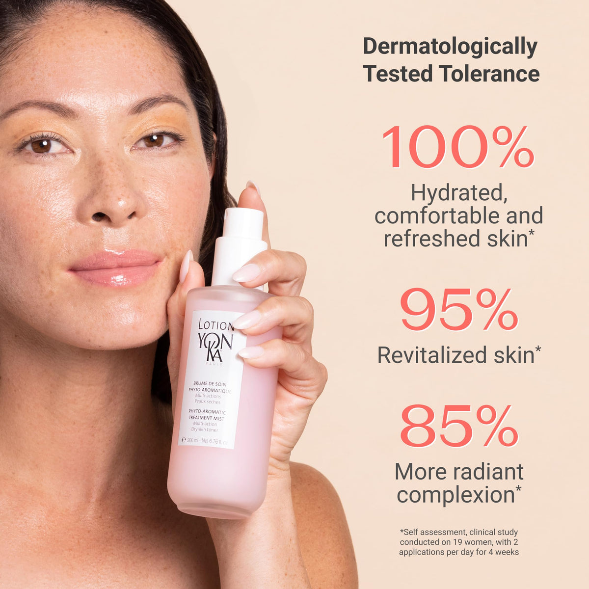 Yonka PS close-up label highlighting product name and alcohol-free benefit