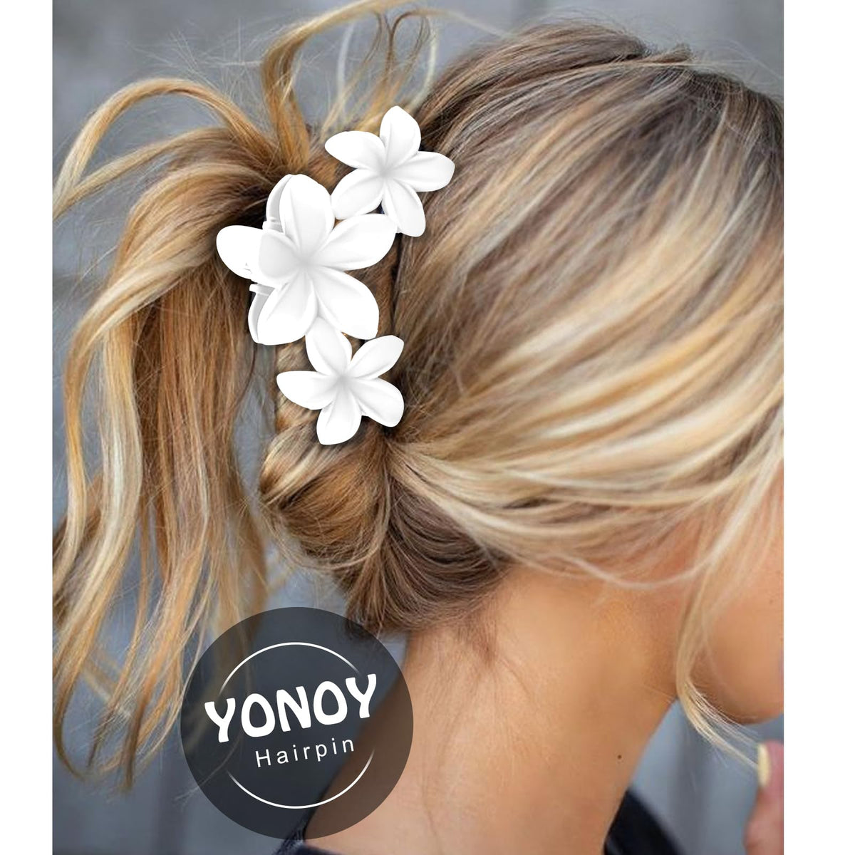 YONOY clip securing half-up hairstyle for quick polished look and comfort