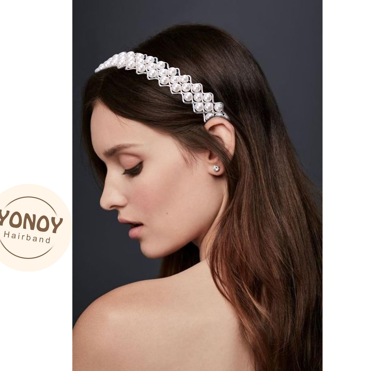 YONOY headband worn on bridal hairstyle, adds refined polish