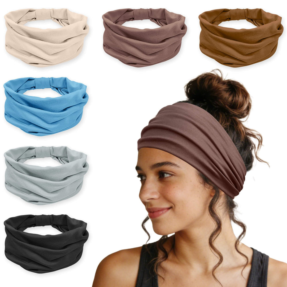 YONUF front view of six-pack headbands showing colors and packaging, easy outfit matching