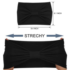 YONUF stretched headband beside ruler showing size and stretch benefit