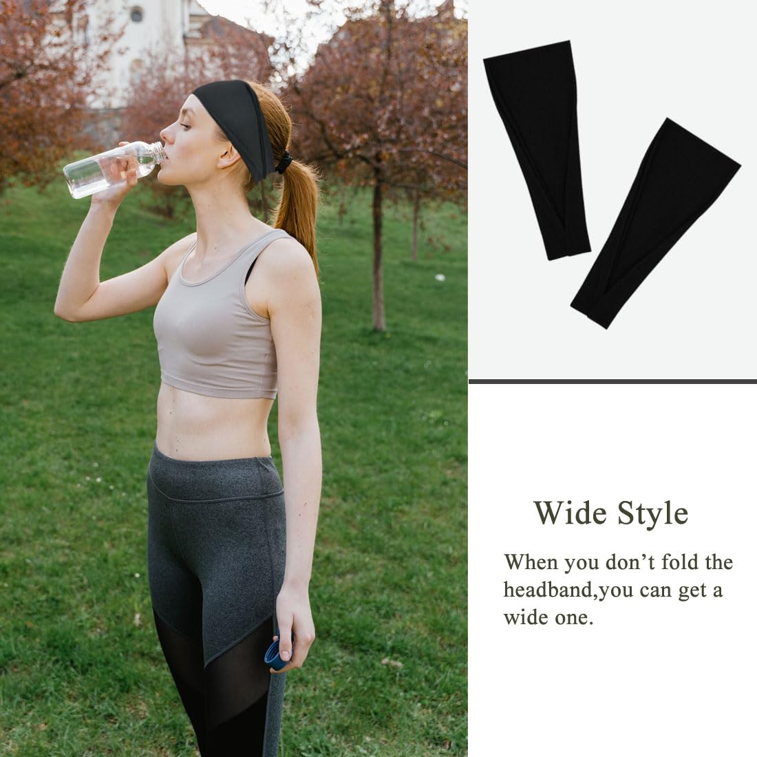 YONUF headband stretched to show maximum width and secure fit benefit