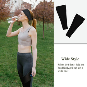 YONUF headband stretched to show maximum width and secure fit benefit