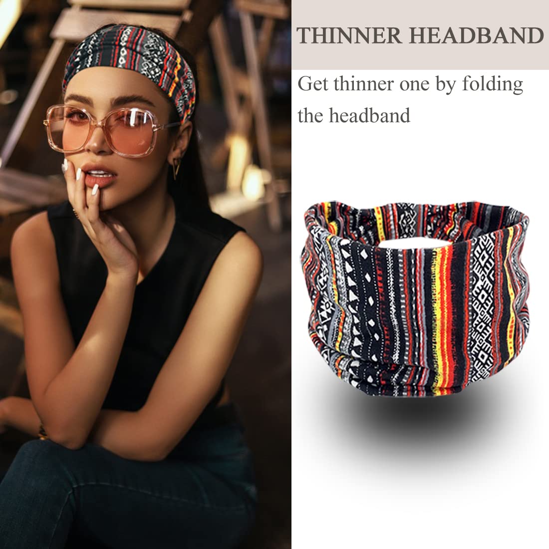 YONUF headband worn during yoga demonstrating secure fit and sweat control
