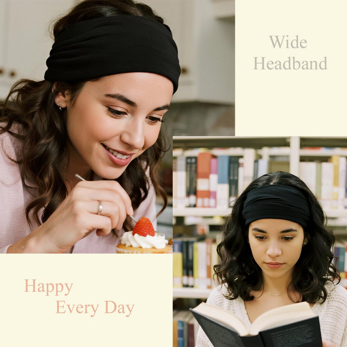 YONUF model wearing knotted headband demonstrating stylish fit and hold