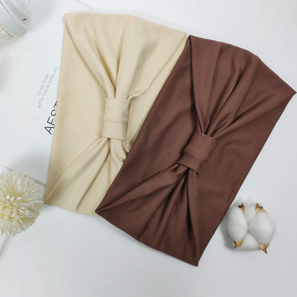 YONUF washed and folded headbands in six colors, colorfast and durable