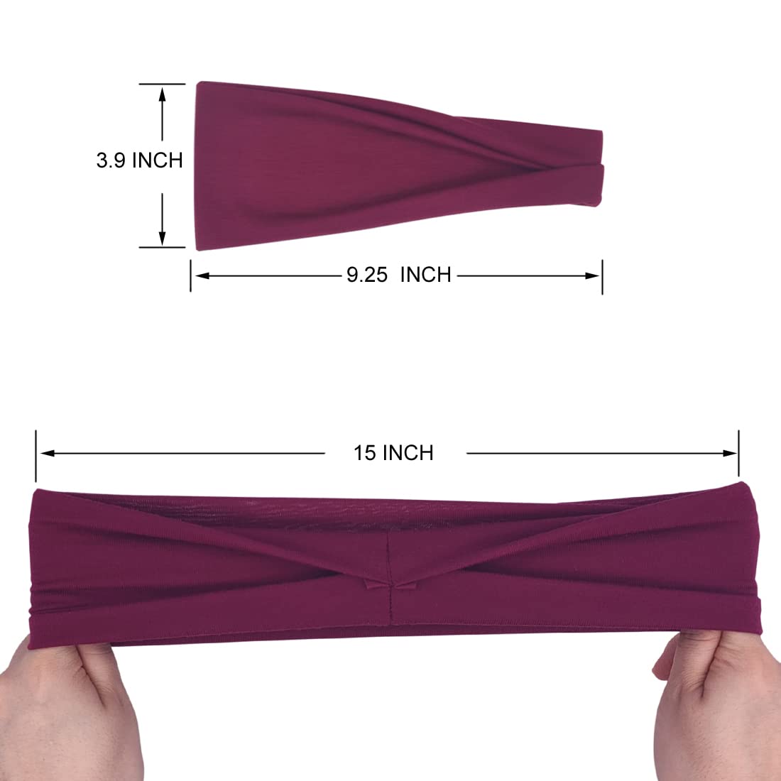 YONUF headband stretched on forehead during yoga showing secure, sweat-resistant fit