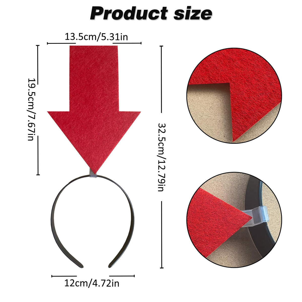 YOOLEETC close-up of red felt arrow highlighting durable texture and bright color