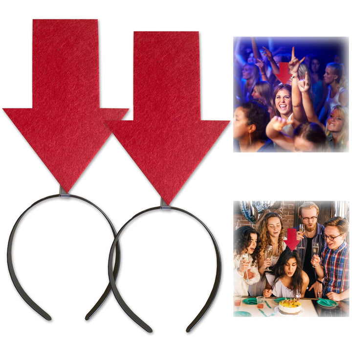 YOOLEETC front view of two red arrow headbands showing bold design and visibility