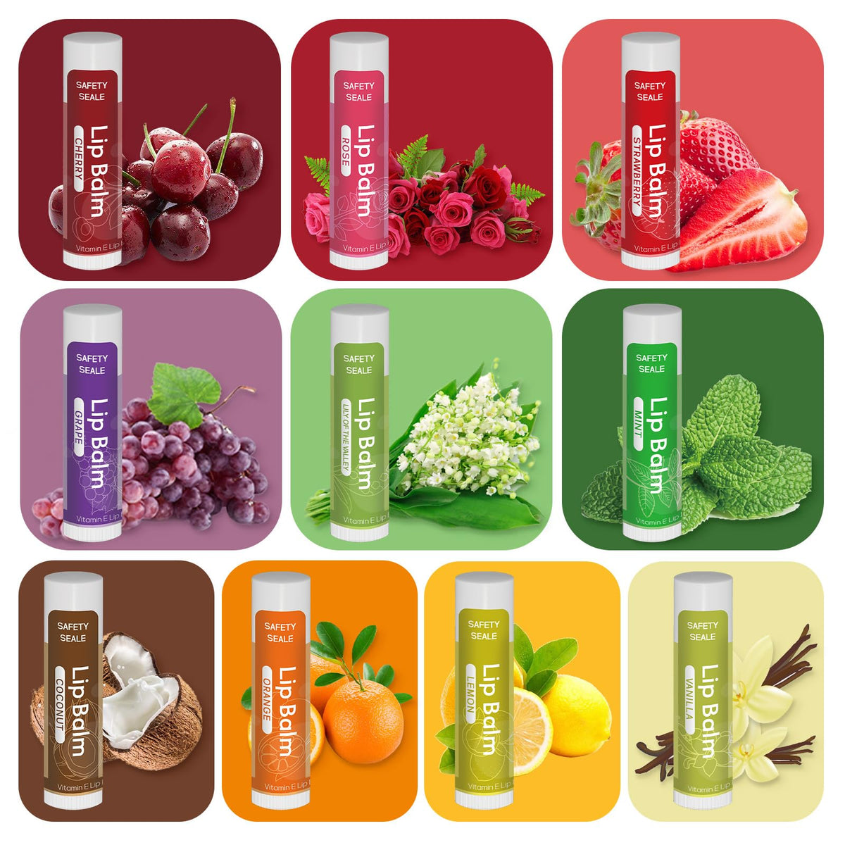 Yopela flavor array displaying ten labeled flavors for consumer choice