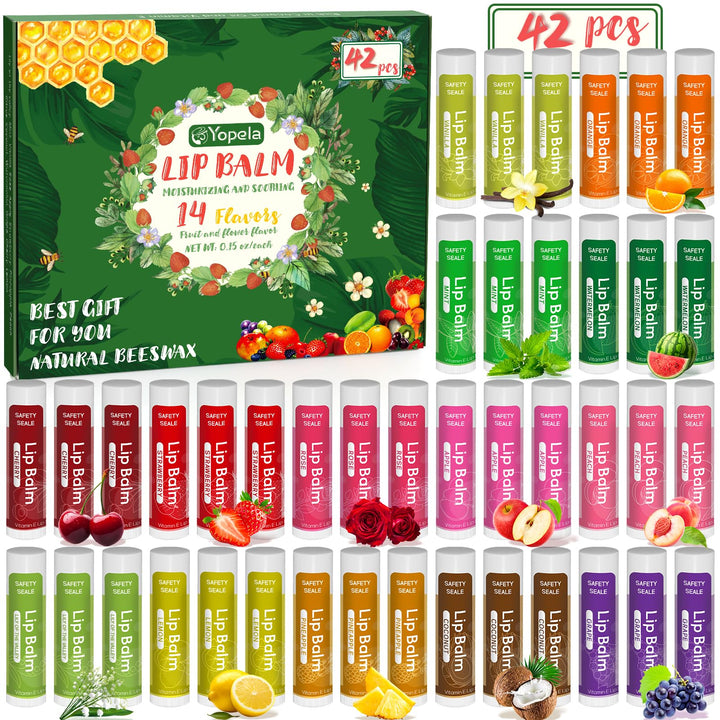 Yopela front packaging showing 42-pack bulk and variety benefits
