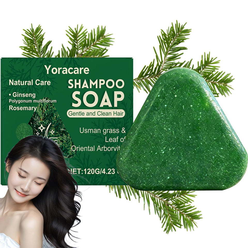 yoracare bar front view showing clean packaging and solid shampoo benefit