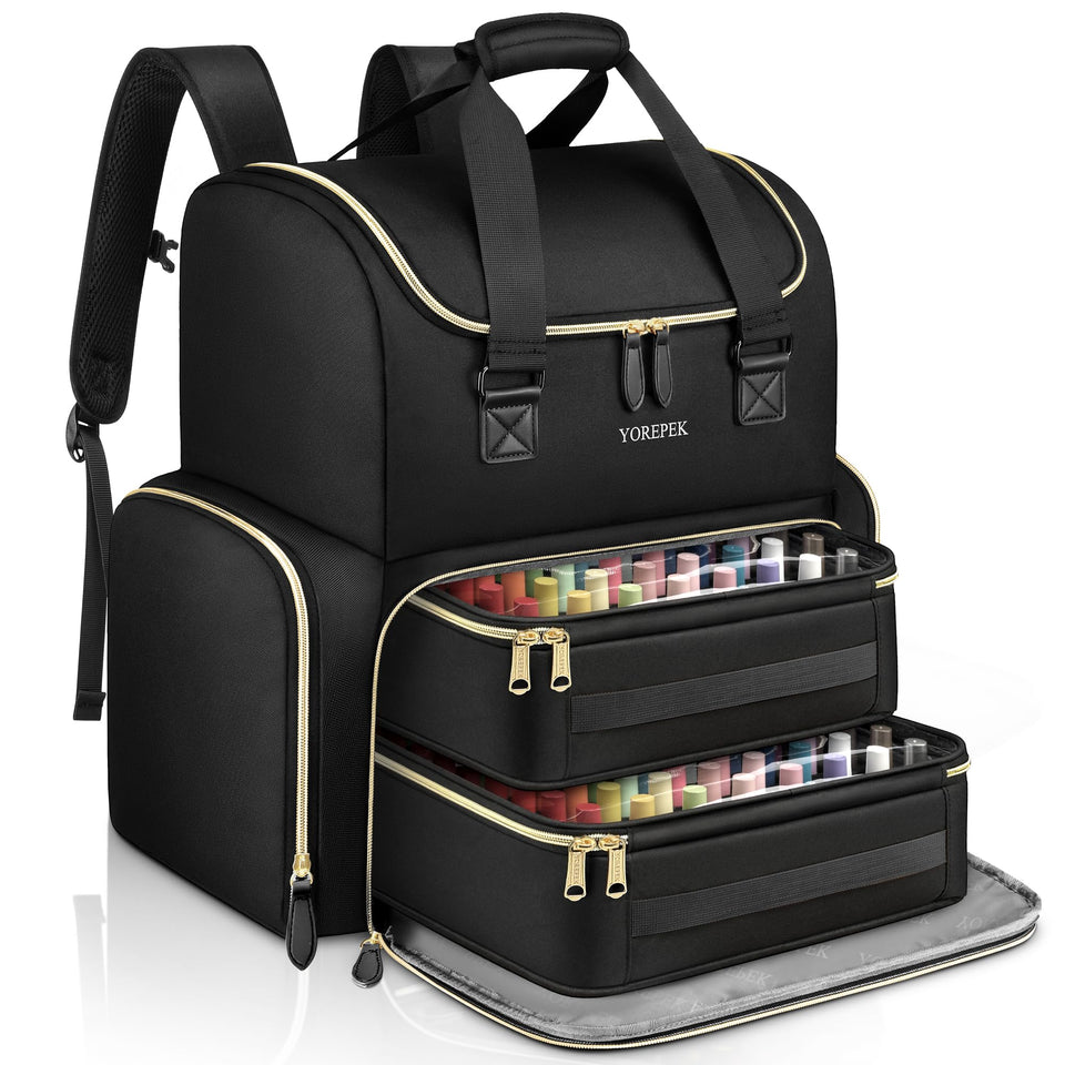 YOREPEK front view showing organized bottles and easy carry handles for portable storage