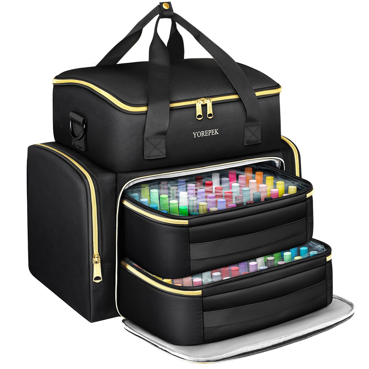 YOREPEK front view closed organizer showing compact travel design and protection