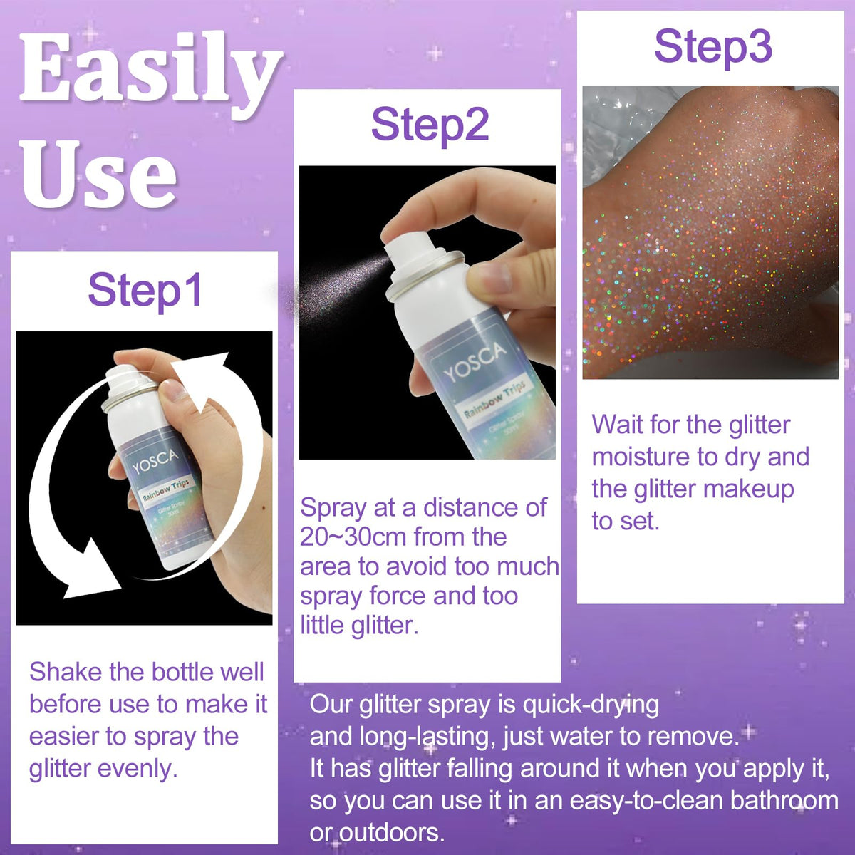 Yosca cap and nozzle spray detail illustrating controlled mist and easy application