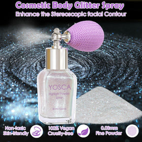 Yosca close-up powder texture highlighting fine iridescent particles