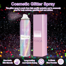 Yosca close-up of fine holographic glitter texture, smooth blend and shine