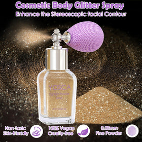 Yosca ultra-fine glitter texture close-up showing reflective particles for smooth shine