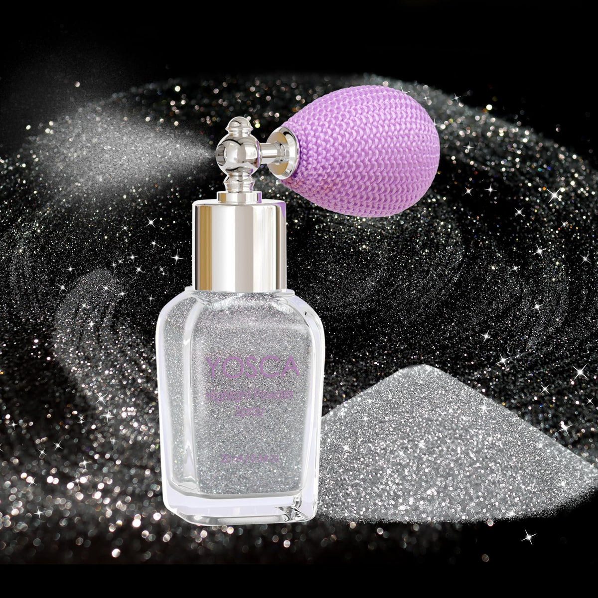 Yosca front packaging showing silver spray bottle and label, enhances vanity display