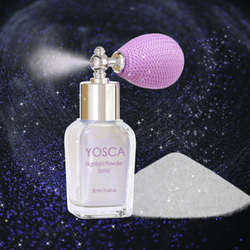Yosca glass bottle front view showing elegant atomizer and refill convenience