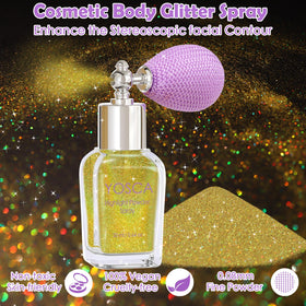 Yosca close-up of glitter texture illustrating ultra-fine holographic particles benefit: smooth shimmer