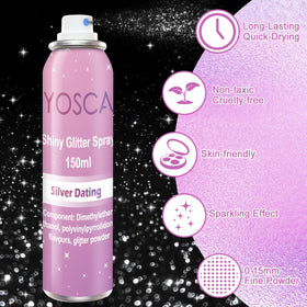 Yosca nozzle closeup spraying glitter illustrating precise application control benefit