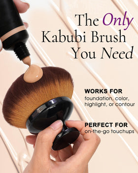 YOSHUYUKI close-up showing dense charcoal-infused bristles for smooth blending