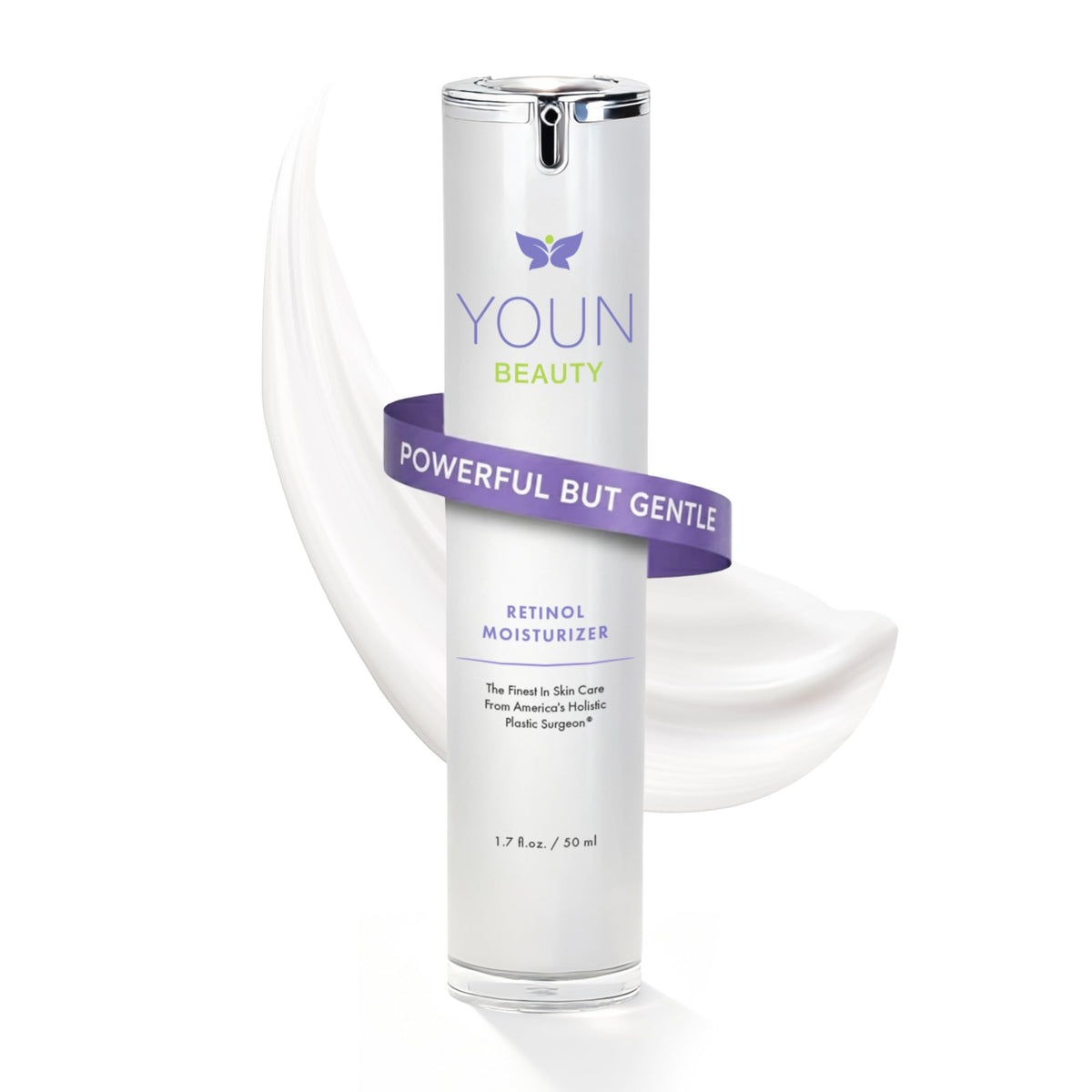 YOUN Beauty front jar showing branding and elegant packaging, promotes confidence