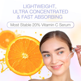 YOUN Beauty ingredient flatlay with vitamin C, hyaluronic, and botanicals