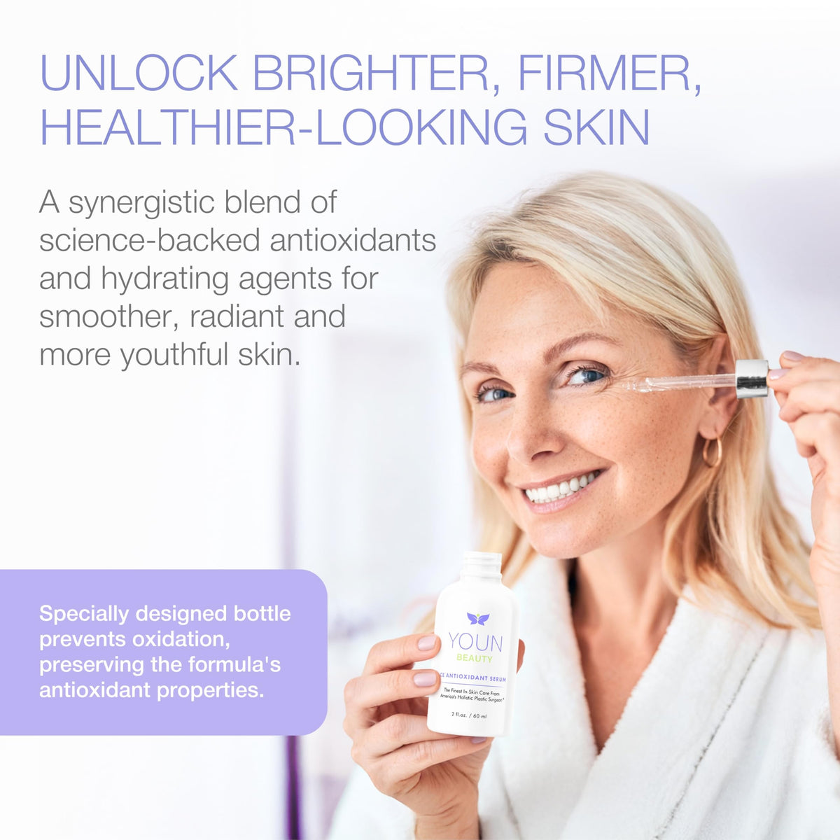 YOUN Beauty label close-up highlighting active ingredients and clarity