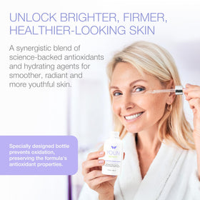 YOUN Beauty label close-up highlighting active ingredients and clarity