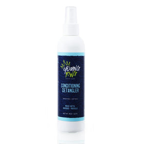 YOUNG KING HAIR CARE front label on 8 oz detangler, clear view and child-friendly design