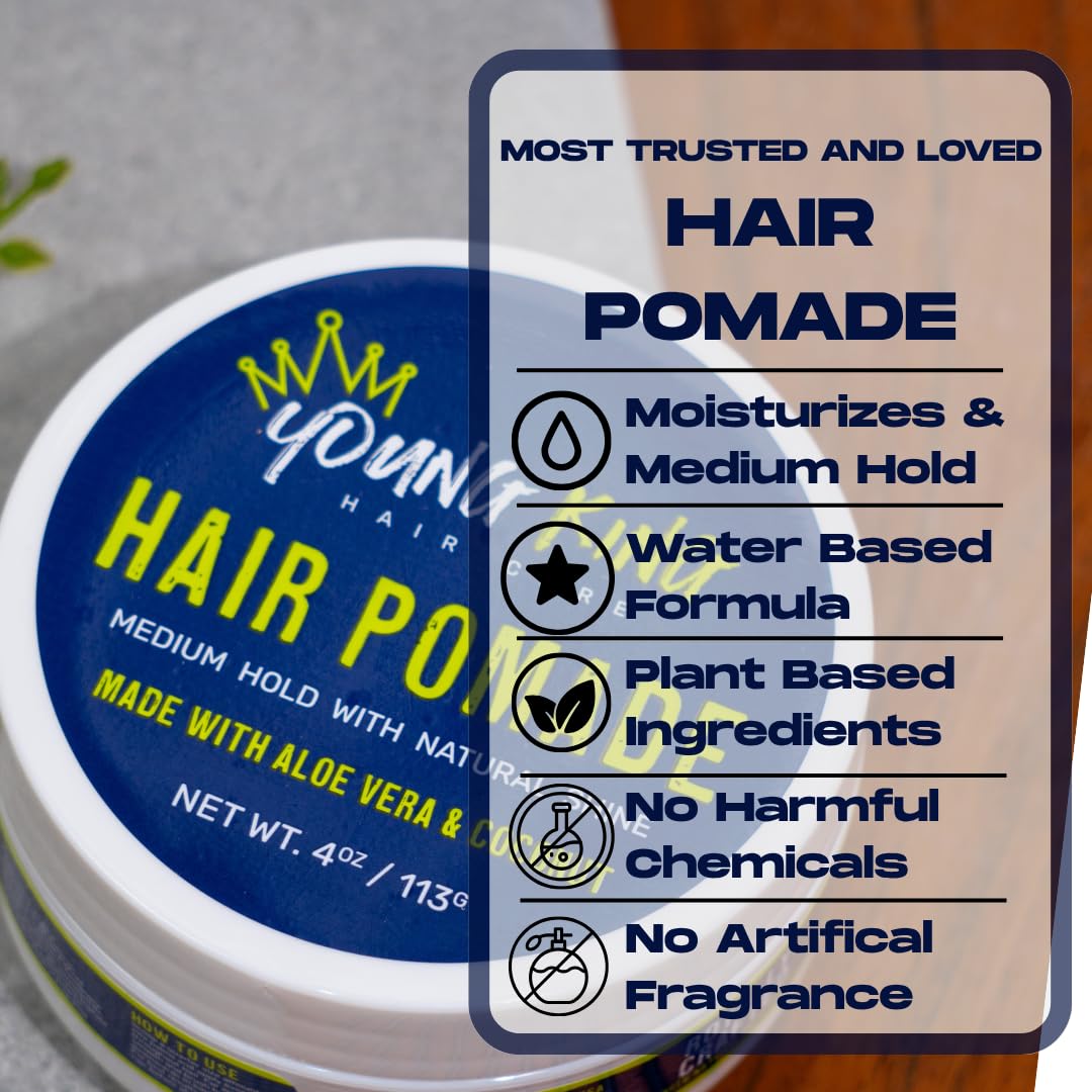 YOUNG KING HAIR CARE texture close-up highlighting smooth, non-greasy finish benefit