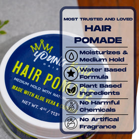 YOUNG KING HAIR CARE texture close-up highlighting smooth, non-greasy finish benefit