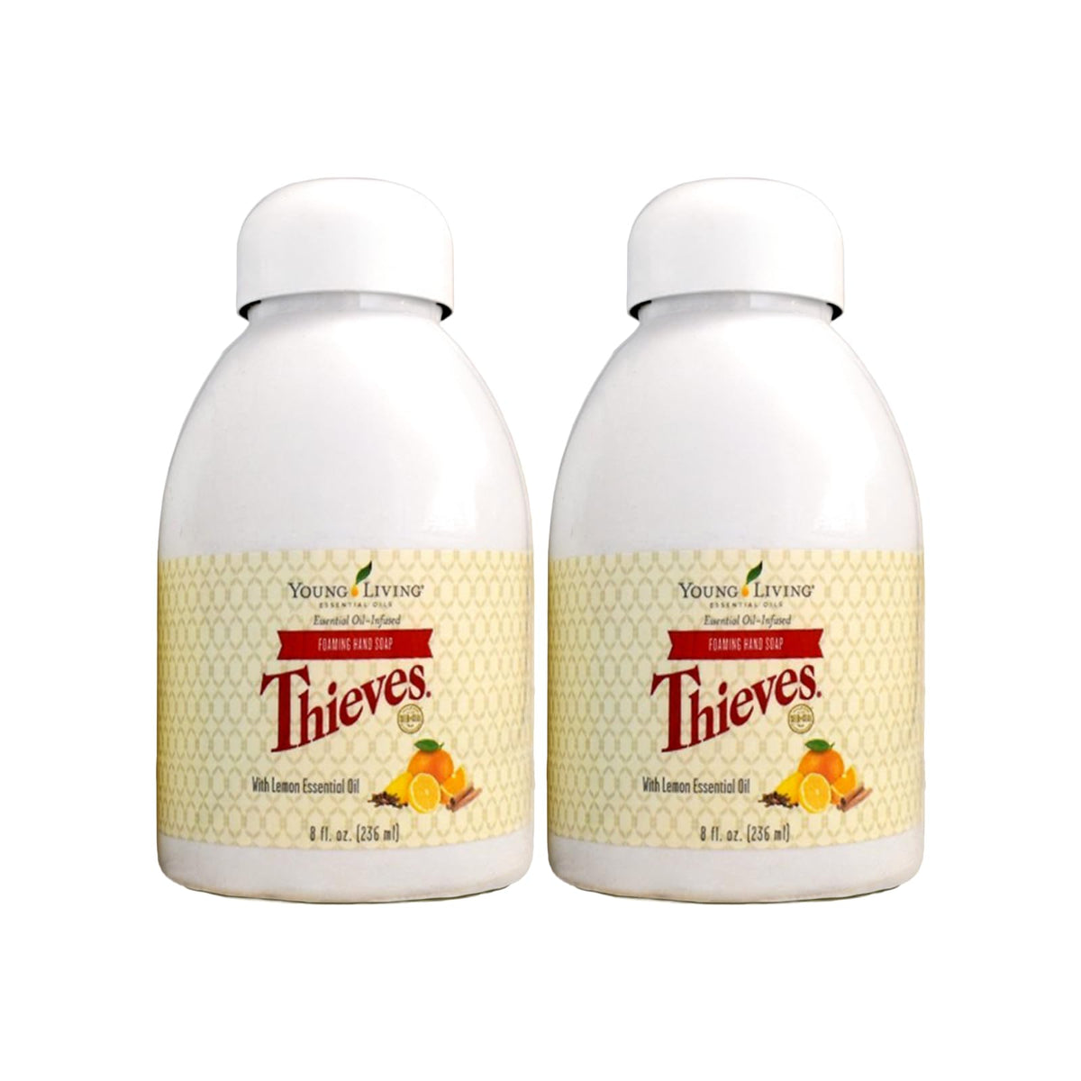 Young Living Thieves front packaging showing two 8 fl oz bottles and brand clarity