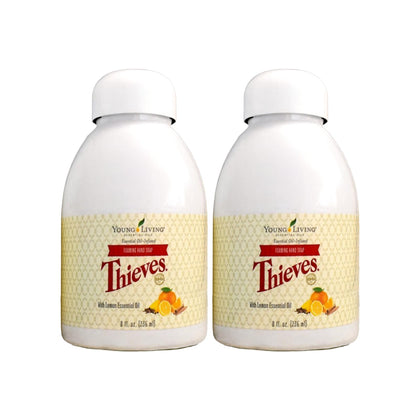 Young Living Thieves front packaging showing two 8 fl oz bottles and brand clarity