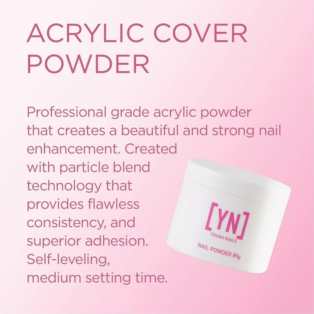 Young Nails Flamingo close-up powder texture highlighting smooth self-leveling action