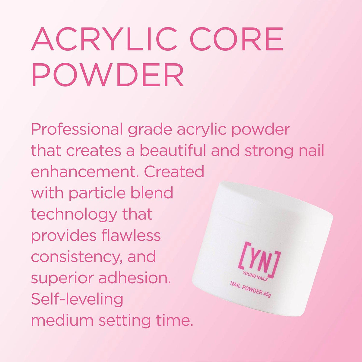 Young Nails close-up of powder texture for consistent bead formation and control