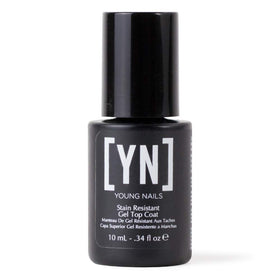 Young Nails front bottle showing clear professional top coat protecting nails