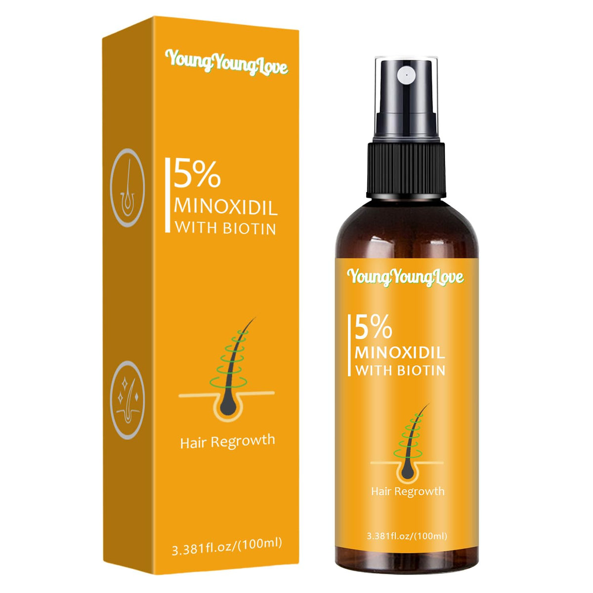 YOUNGYOUNGLOVE front packaging showing product and purpose for visible regrowth
