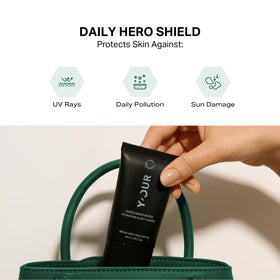 Y'OUR application with fingers demonstrating easy blendability and glow